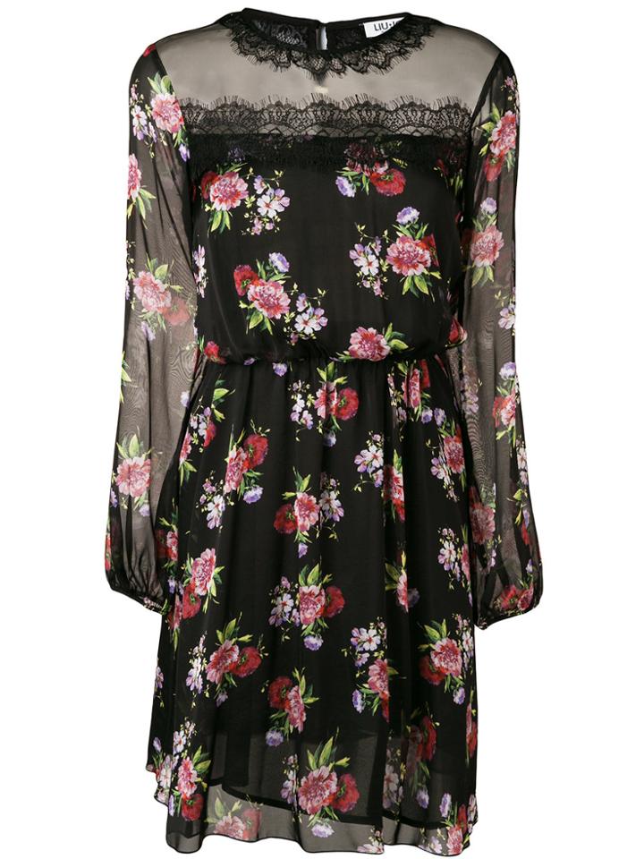 Liu Jo Floral Print Mini Dress - Black