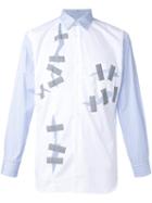 Comme Des Garçons Shirt Distressed Striped Shirt, Men's, Size: Medium, White, Cotton