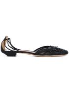 Giorgio Armani Vintage Floral Embellished Flat Shoes - Black