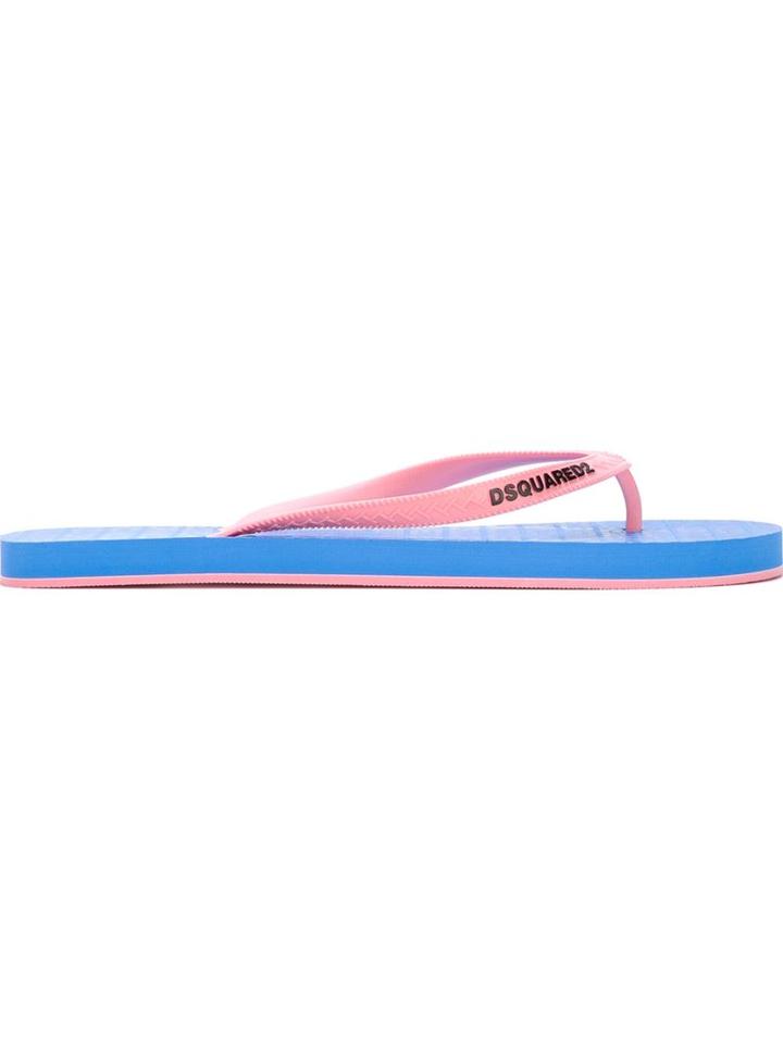 Dsquared2 Two-tone Flip Flops, Men's, Size: 43, Pink/purple, Pvc/rubber/pvc