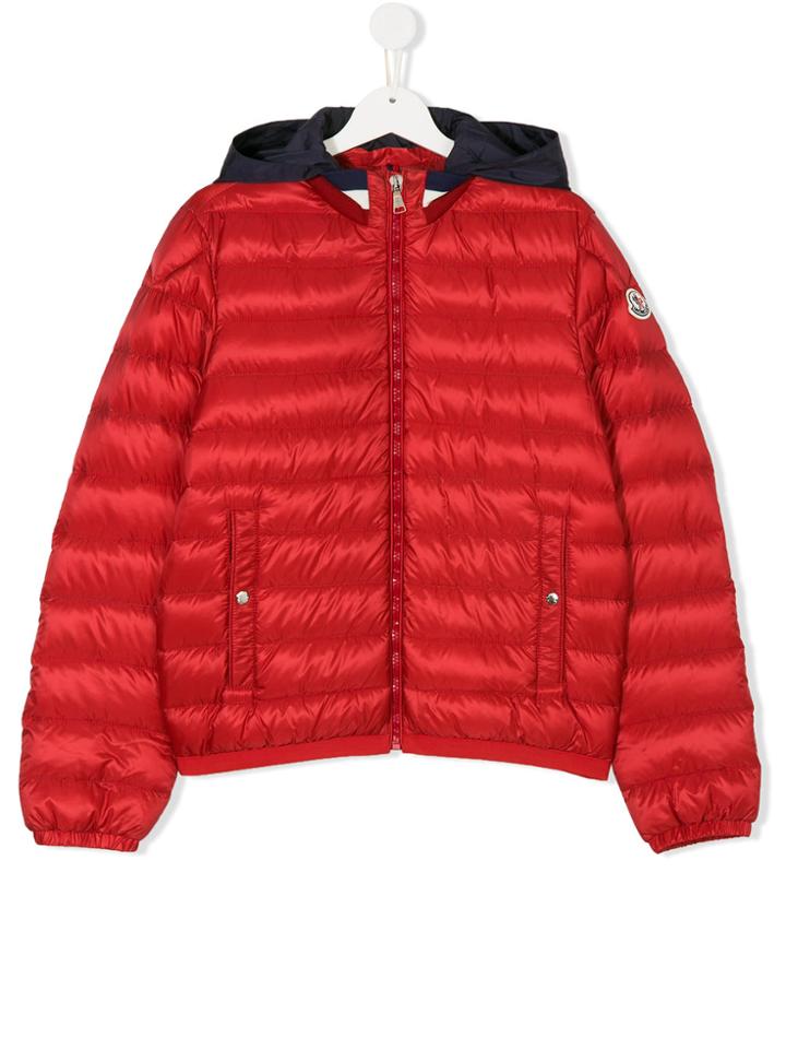 Moncler Kids Padded Hooded Jacket - Red