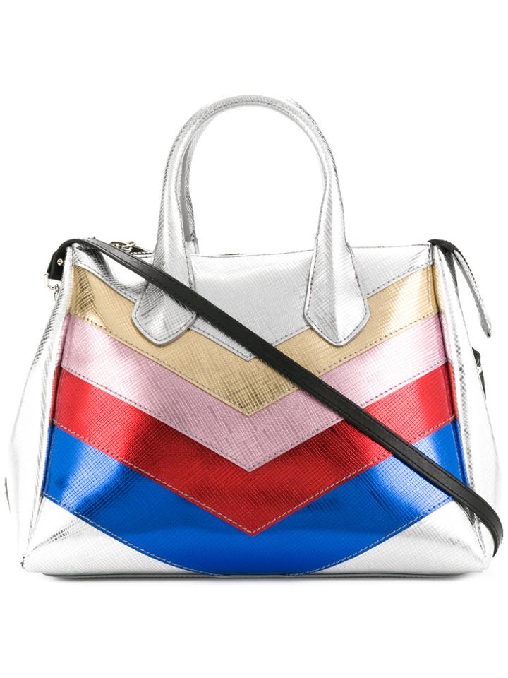 Gum Colour Block Chevron Large Tote Bag - Grey