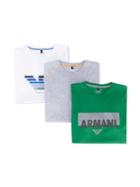 Armani Junior - Logo 3 T-shirt Pack - Kids - Cotton - 14 Yrs, Green