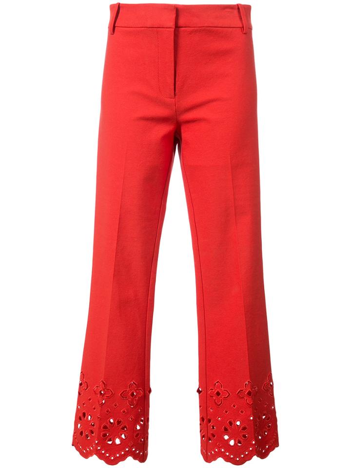 Derek Lam 10 Crosby Cropped Flare Trouser With Eyelet Embroidery - Red