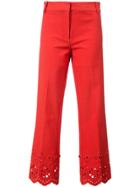 Derek Lam 10 Crosby Cropped Flare Trouser With Eyelet Embroidery - Red