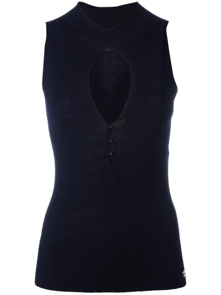 Twin-set - Cut-out Knit Top - Women - Viscose/polyester - S, Blue, Viscose/polyester