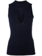Twin-set - Cut-out Knit Top - Women - Viscose/polyester - S, Blue, Viscose/polyester