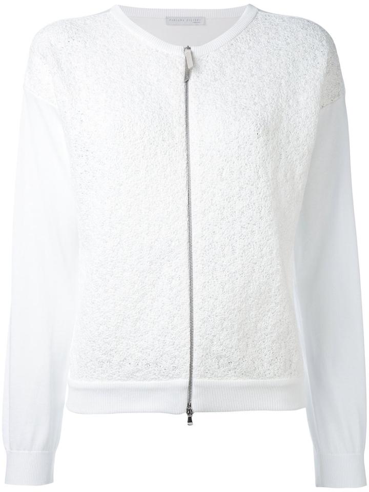 Fabiana Filippi - Zip Up Cardigan - Women - Cotton - 44, White, Cotton
