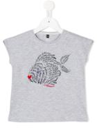 Armani Junior Fish Print T-shirt, Girl's, Size: 12 Yrs, Grey