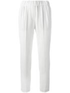 Brunello Cucinelli Tailored Cropped Trousers, Women's, Size: 38, White, Silk/acetate/polyester