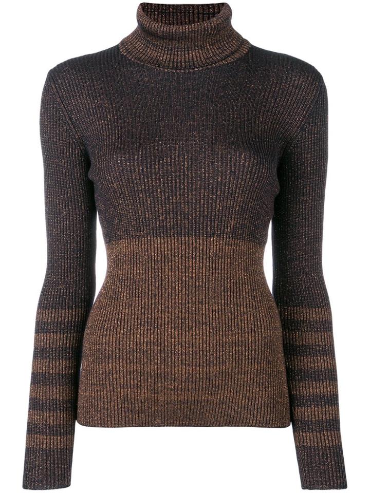 Roberto Collina Ribbed Glitter Knit Top - Brown