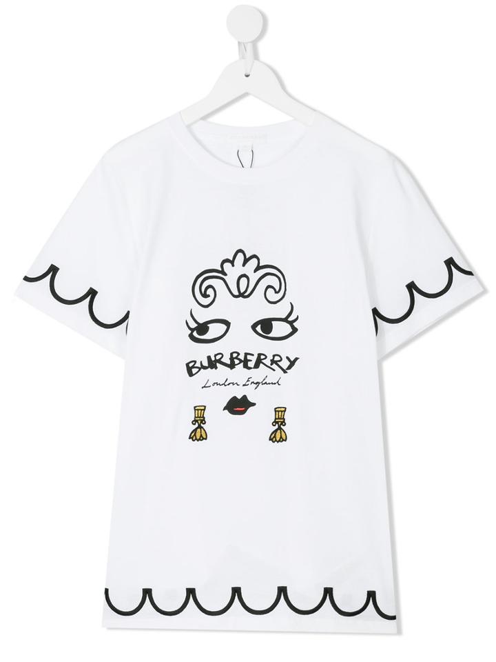 Burberry Kids - Printed And Embroidered T-shirt - Kids - Cotton - 14 Yrs, White