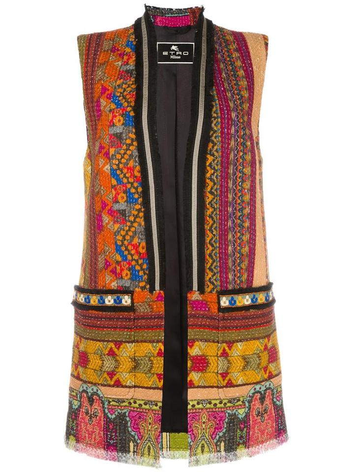Etro Multi Pattern Sleeveless Coat, Women's, Size: 40, Cotton/polyester/viscose/viscose