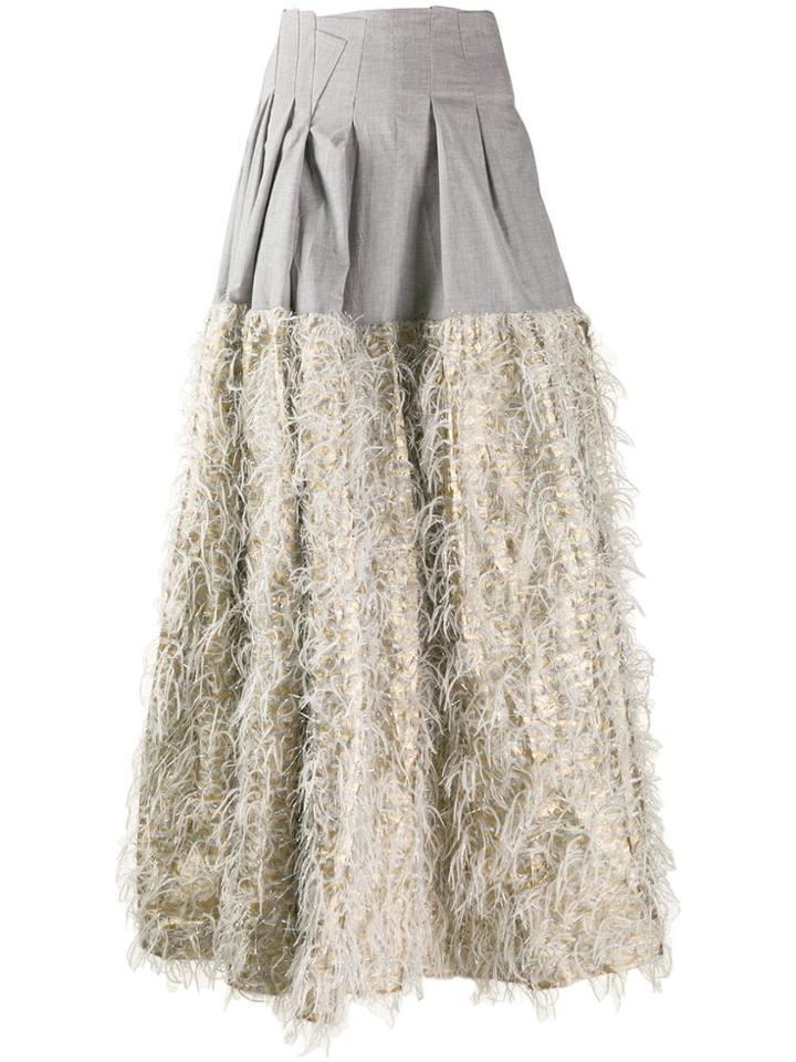 Jourden Faux-feather Embellished Skirt - Grey