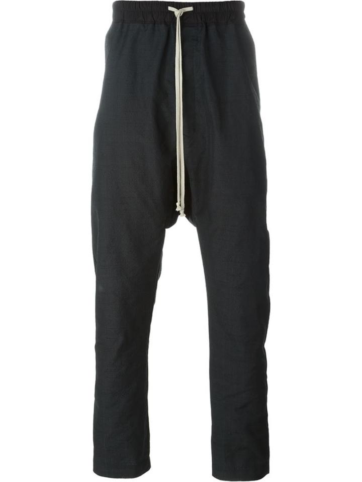 Rick Owens Drop Crotch Trousers, Men's, Size: 50, Black, Cotton/polyester