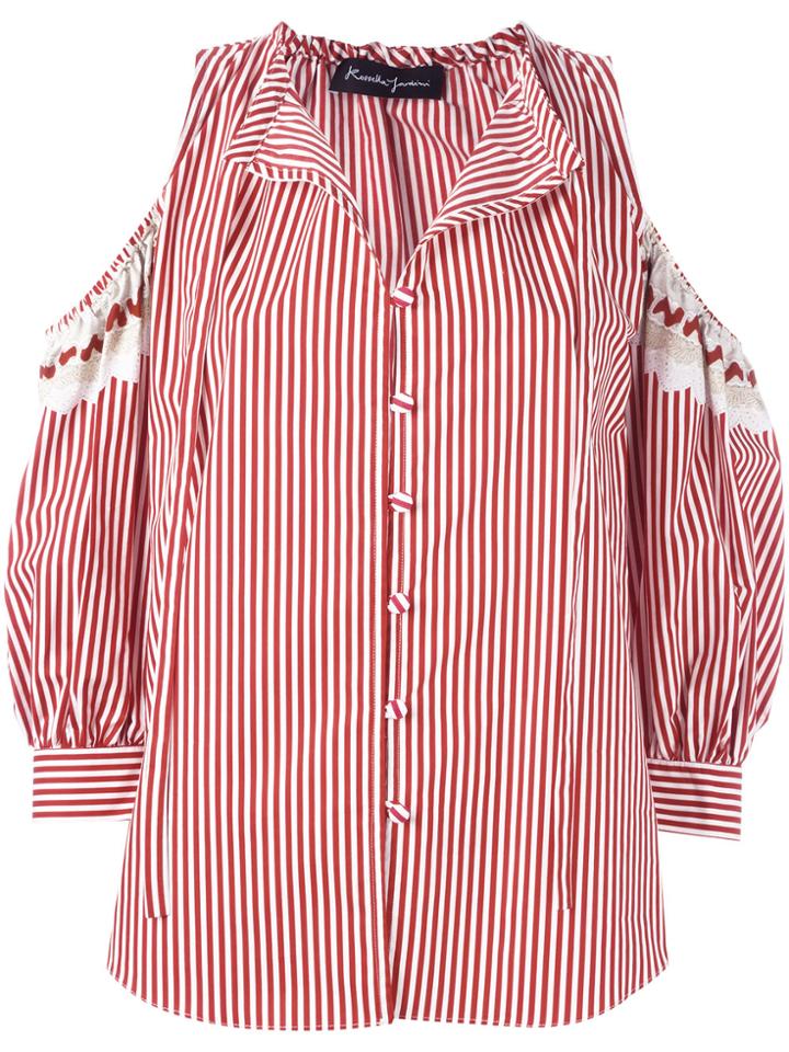 Rossella Jardini Cold-shoulder Striped Shirt - Red