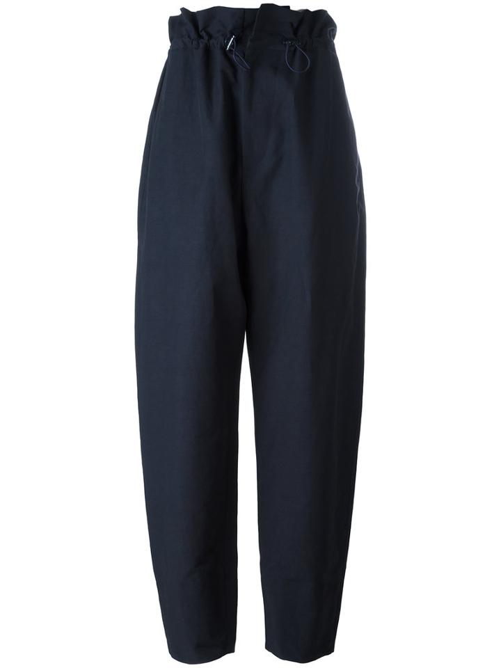Stella Mccartney Paperbag Waist Baggy Trousers, Women's, Size: 38, Blue, Polyimide/cotton/linen/flax