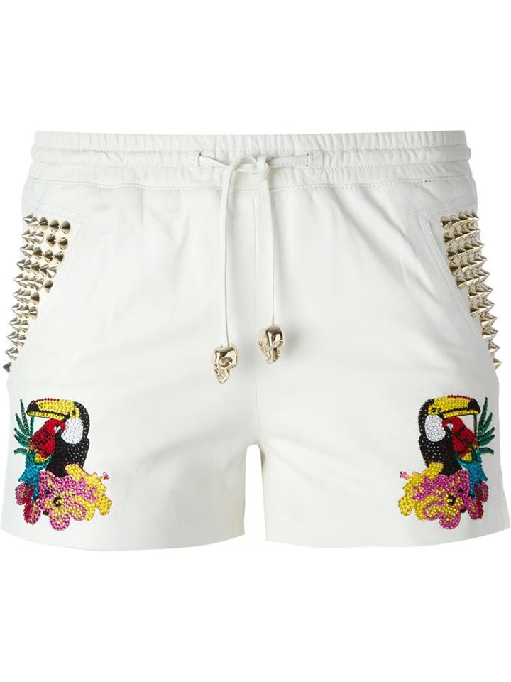Philipp Plein Drawstring Shorts, Women's, Size: S, White, Leather/acetate