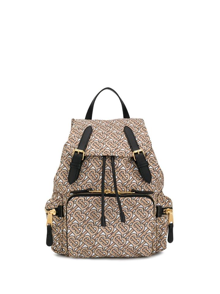 Burberry The Medium Rucksack In Monogram Print Nylon - Neutrals
