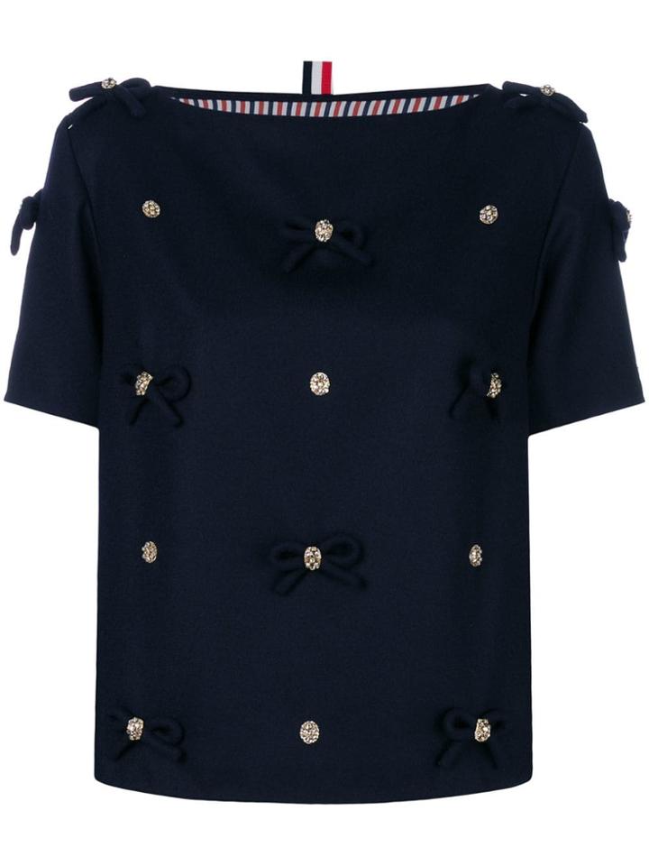 Thom Browne Bow Applique Flannel T-shirt - Blue