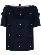 Thom Browne Bow Applique Flannel T-shirt - Blue