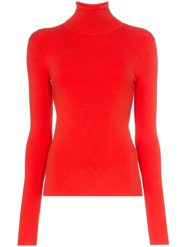 Joseph Slim Fit Knitted Turtleneck Jumper - Red