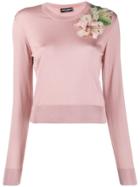 Dolce & Gabbana Floral Embroidered Sweater - Pink