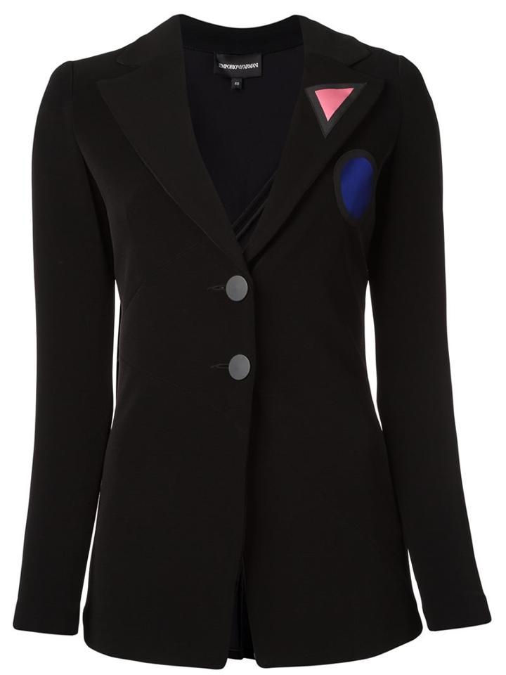 Emporio Armani Two Button Blazer, Women's, Size: 48, Black, Polyamide/spandex/elastane/viscose