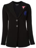 Emporio Armani Two Button Blazer, Women's, Size: 48, Black, Polyamide/spandex/elastane/viscose