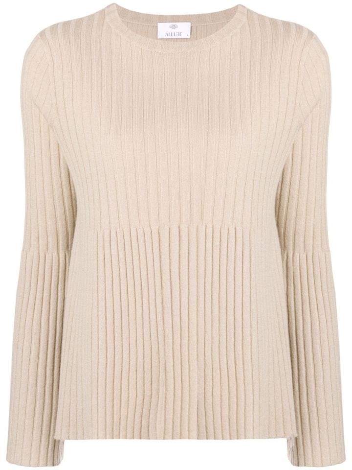 Allude Ribbed Knit Top - Nude & Neutrals