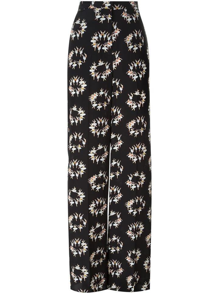 Rochas Ballerina Print Palazzo Pants, Women's, Size: 42, Black, Silk