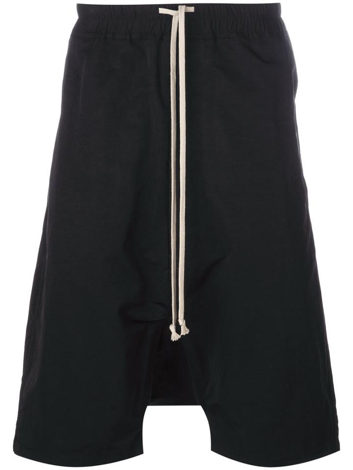 Rick Owens Drkshdw Drop-crotch Shorts, Men's, Size: Large, Black, Cotton/polyamide