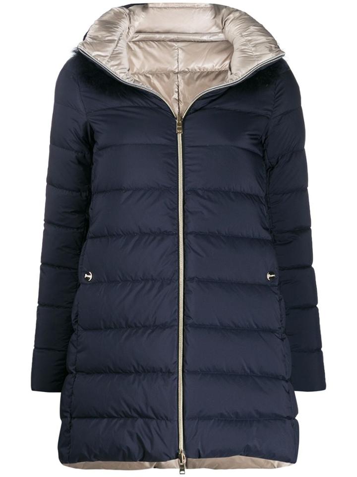 Herno Quilted A-line Puffer Jacket - Blue