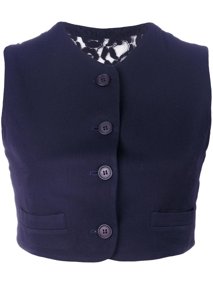 Dolce & Gabbana Vintage Cropped Lace Panel Top - Blue