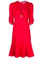 Blumarine; Ace Trim V-neck Mini Dress - Red