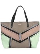 Diesel Studded Colourblock Tote, Women's, Nude/neutrals, Calf Leather/sheep Skin/shearling/iron/allantoin. Paraffinum Liquidum (mineral Oil)