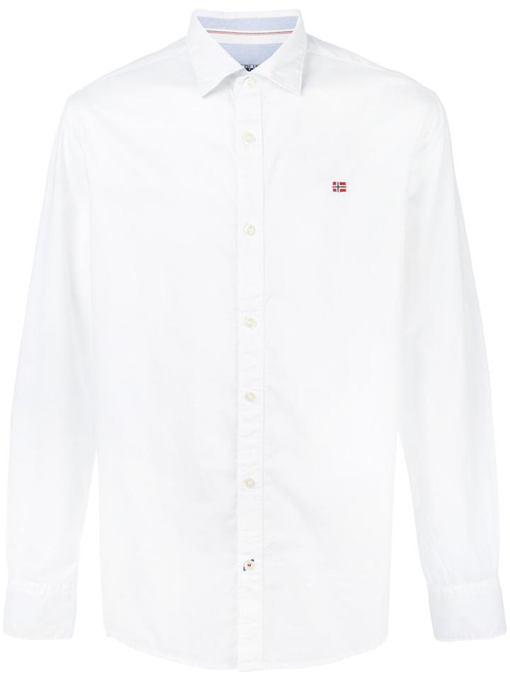 Napapijri Logo Embroidered Button Down Shirt - White
