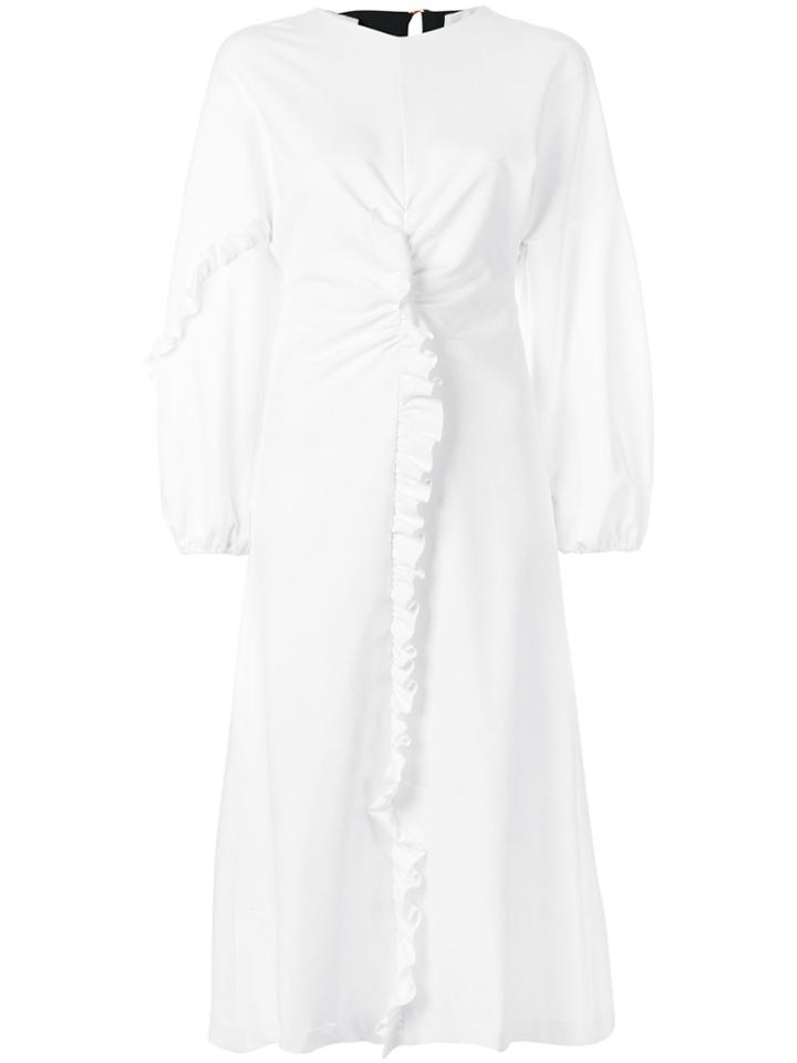 Tibi Bond Stretch-knit Ruffle Trim Dress - White