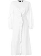 Tibi Bond Stretch-knit Ruffle Trim Dress - White