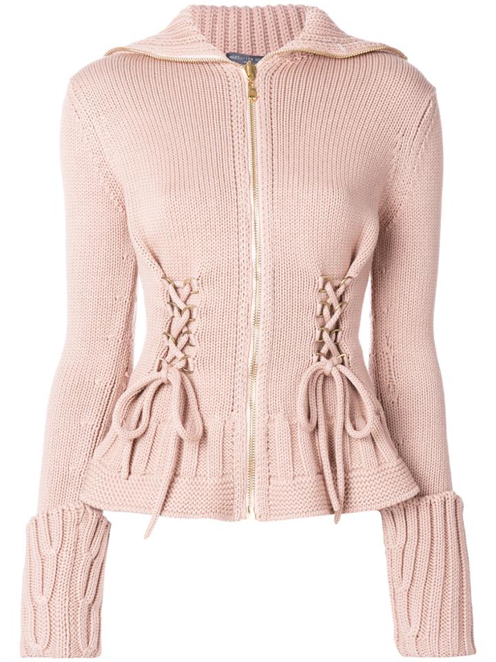 Alexander Mcqueen Lace-up Cardigan - Pink & Purple