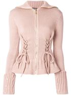 Alexander Mcqueen Lace-up Cardigan - Pink & Purple
