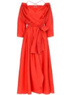 Three Graces Tessa Open-shoulder Silk Wrap Dress - Red