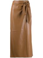 Nanushka Wrap Side-tie Skirt - Brown