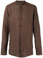 Transit Mandarin Neck Shirt, Men's, Size: Large, Brown, Linen/flax