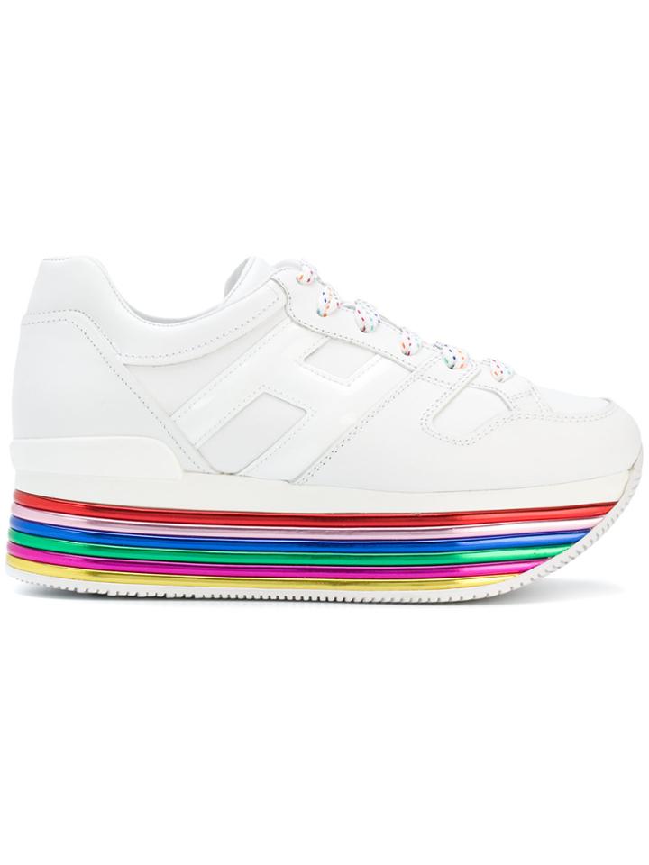Hogan Striped Platform Logo Sneakers - White