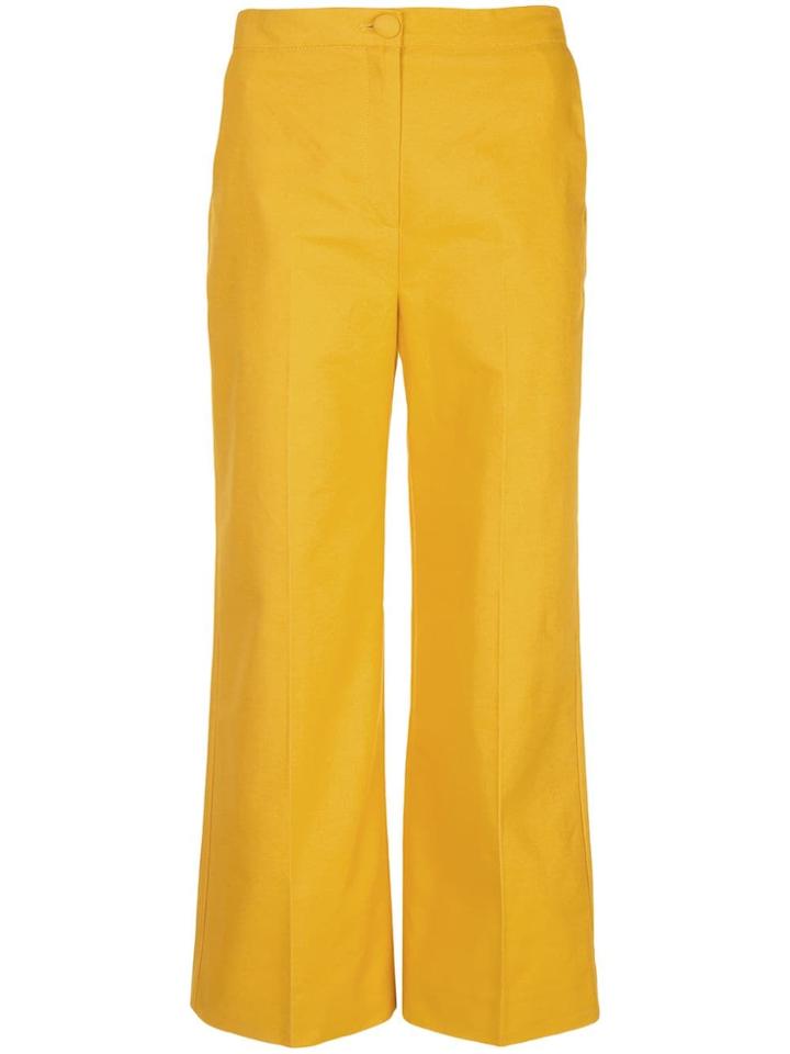 Alexa Chung Cropped Wide Leg Trousers - Yellow