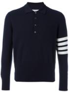 Thom Browne Striped Detail Polo Shirt, Men's, Size: 1, Blue, Cashmere