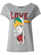Love Moschino Logo Print T-shirt, Women's, Size: 42, Grey, Cotton/spandex/elastane