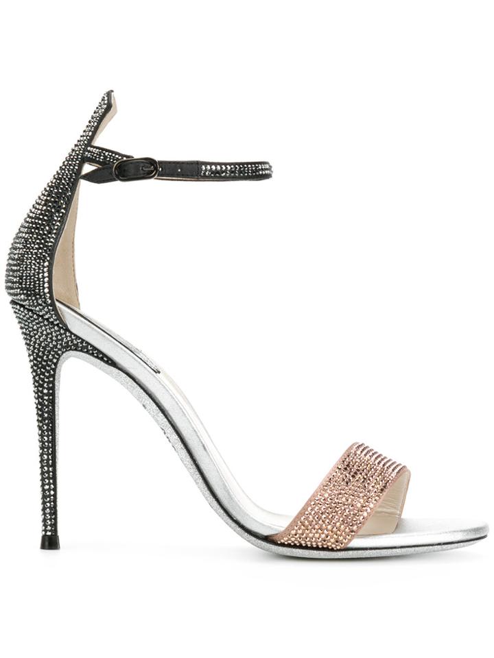 René Caovilla Embellished Slingback Sandals - Grey