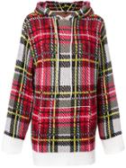 R13 Cashmere Checked Hooded Sweater - Red